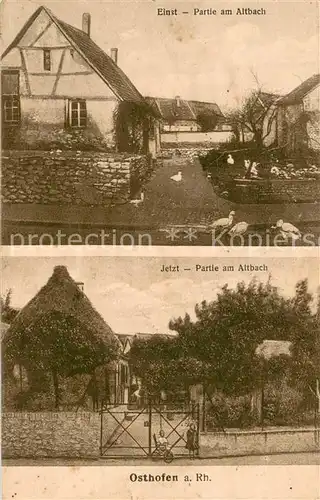 AK / Ansichtskarte Osthofen_Rheinhessen Partie am Altbach einst und jetzt Osthofen_Rheinhessen