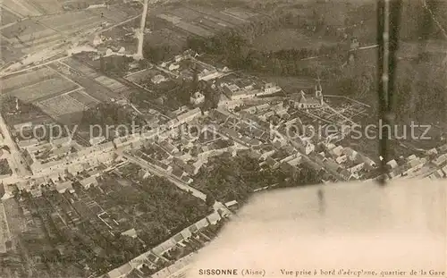 AK / Ansichtskarte Sissonne_Aisne Quartier de la Gare vue aerienne Sissonne Aisne