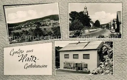 AK / Ansichtskarte Haitz Panorama Lebensmittelgeschaeft Strassenpartie mit Kirche Haitz