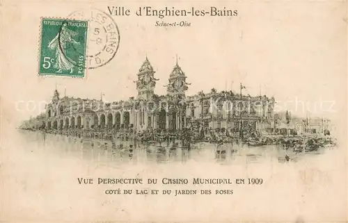 AK / Ansichtskarte Enghien les Bains Casino Municipal cote du lac et du Jardin des Roses Enghien les Bains