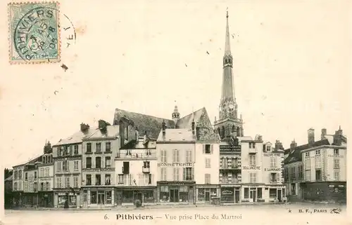 AK / Ansichtskarte Pithiviers_Loiret Place du Martroi Eglise Pithiviers Loiret