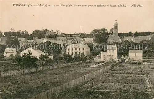 AK / Ansichtskarte Vouvray_Indre et Loire Vue generale nouveau groupe scolaire et eglise Vouvray Indre et Loire