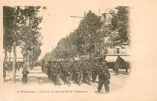 AK / Ansichtskarte Vincennes Rentree de Marche du 26e Chasseurs Vincennes