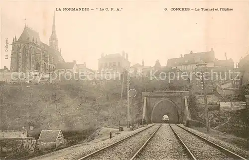 AK / Ansichtskarte Conches en Ouche Le Tunnel et l Eglise Conches en Ouche