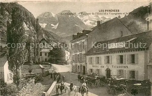AK / Ansichtskarte Gavarnie_Hautes Pyrenees Terrasse de lHotel des Voyageurs et le Cirque Gavarnie Hautes Pyrenees