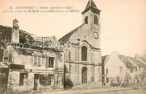 AK / Ansichtskarte Le_Bourget_Seine Saint Denis Tableau reproduisant lEglise apres lex combats des octobre 1870 Guerre de 1870 71 Le_Bourget