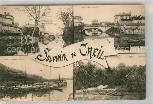 AK / Ansichtskarte Creil Le petit bras de lOise Garage de Montataire Le Pont de Pierre La Garenne Creil
