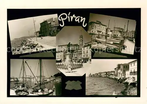 AK / Ansichtskarte Piran Teilansichten Hafenpartien Denkmal Piran