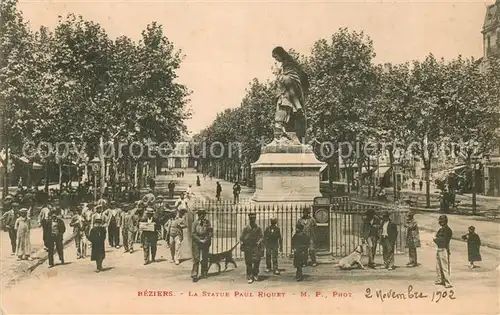 AK / Ansichtskarte Beziers Statue Paul Riquet Monument Beziers