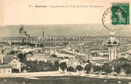 AK / Ansichtskarte Epernay_Marne Vue generale et la Tour de l Union Champenoise Epernay Marne