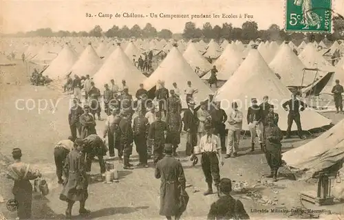 AK / Ansichtskarte Camp_de_Chalons Un campement pendant les ecoles a feu Camp_de_Chalons