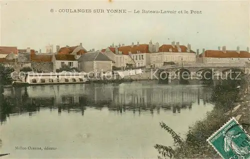 AK / Ansichtskarte Coulanges sur Yonne Bateau Lavoir et le pont Coulanges sur Yonne
