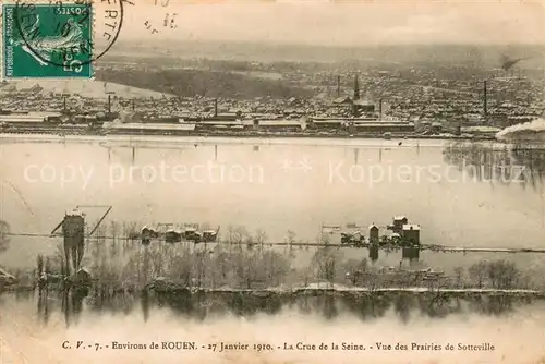 AK / Ansichtskarte Rouen La Crue de la Seine vue des Prairies de Sotteville Rouen