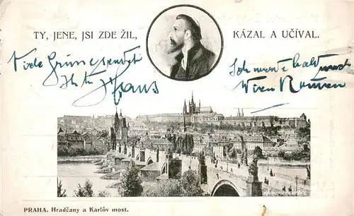 AK / Ansichtskarte Praha_Prahy_Prague Hradcany a Karluv most Prager Burg mit Karlsbruecke Praha_Prahy_Prague