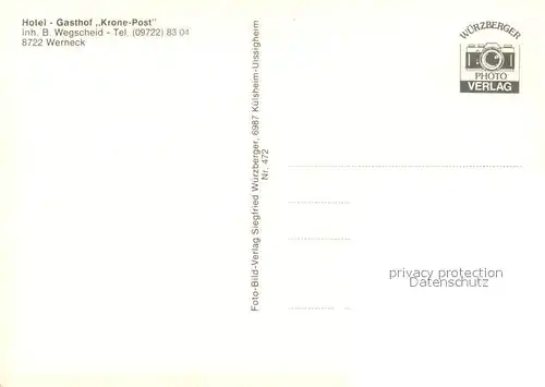 AK / Ansichtskarte Werneck Hotel Gasthof "Krone Post" Werneck