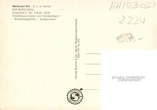 AK / Ansichtskarte Burg_Dithmarschen Marburger Hof Kegelbahn  Burg Dithmarschen