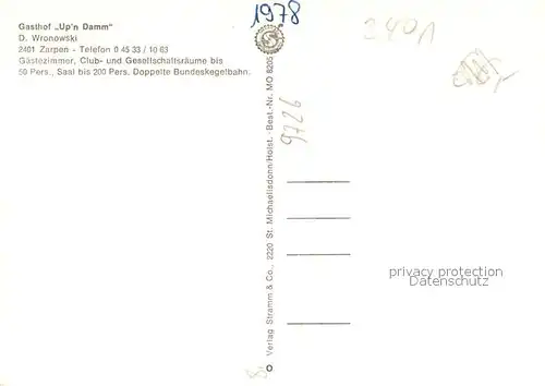 AK / Ansichtskarte Zarpen Gasthof Up`n Damm Zarpen