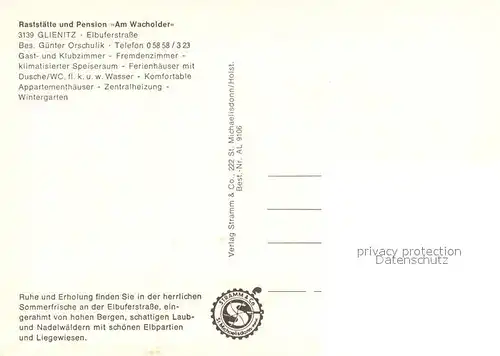 AK / Ansichtskarte Glienitz Pension Rastst?tte Am Wacholder Glienitz