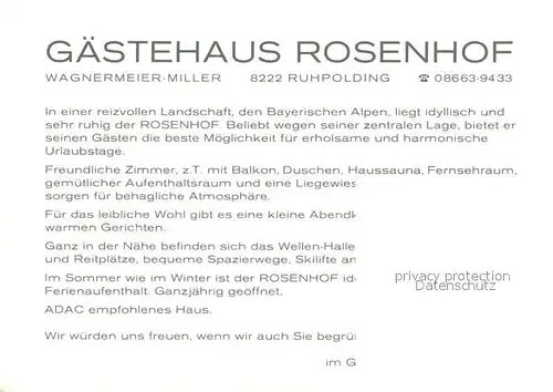 AK / Ansichtskarte Ruhpolding G?stehaus Rosenhof Ruhpolding