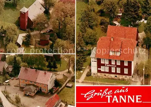 AK / Ansichtskarte Tanne_Harz Kirche Schule Haus Edelweiss Fliegeraufnahmen Tanne_Harz