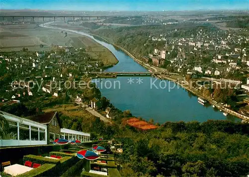 AK / Ansichtskarte Kettwig Fliegeraufnahme mit Cafe Restaurant Seeblick Ruhrpartie Kettwig