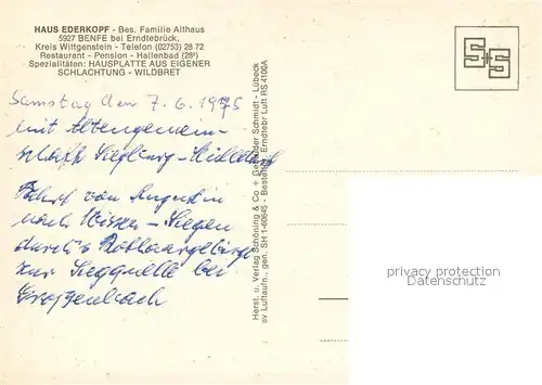 AK / Ansichtskarte Benfe Fliegeraufnahme mit Haus Ederkopf  Benfe