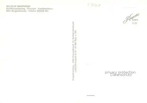 AK / Ansichtskarte Bergeshoevede Fliegeraufnahme mit Bahrmann Schiffsausruestung Proviant Kanalrasthaus Bergeshoevede