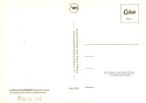AK / Ansichtskarte Hardert Fliegeraufnahme Naturpark Rhein Westerwald Hardert
