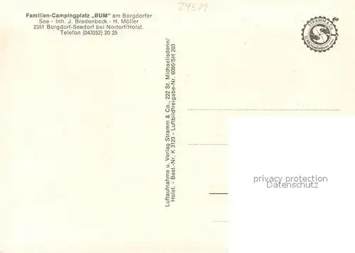 AK / Ansichtskarte Borgdorf Seedorf Familien Campingplatz BUM Fliegeraufnahme Borgdorf Seedorf