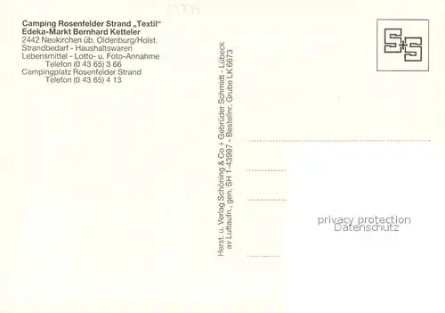 AK / Ansichtskarte Neukirchen_Oldenburg Camping Rosenfelder Strand Textil Fliegeraufnahme Neukirchen Oldenburg