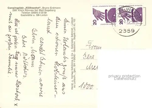 AK / Ansichtskarte Klein_Roennau Fliegeraufnahme mit Campingplatz Kluethseehof Klein_Roennau
