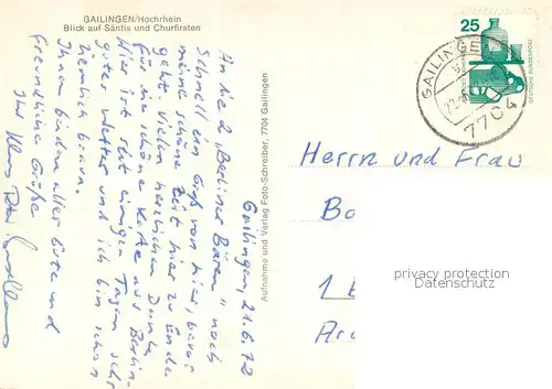 AK / Ansichtskarte Gailingen Fliegeraufnahme mit Saentis und Churfirsten Gailingen