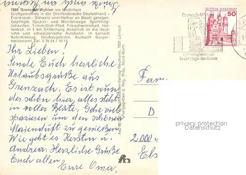 AK / Ansichtskarte Grenzach Wyhlen Fliegeraufnahme Grenzach Wyhlen