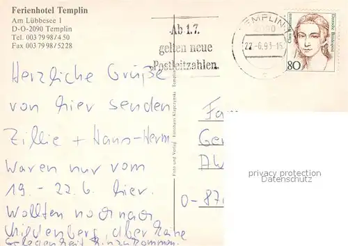 Templin Ferienhotel Templinam Luebbesee Gaststube Bar Templin