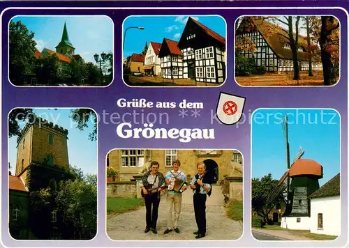 Groenegau_Region Kirche Fachwerkhaeuser Turm Musiktrio Muehle 