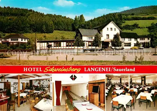 Langenei Hotel Pension Schweinsberg Gastraeume Bundeskegelbahn Langenei