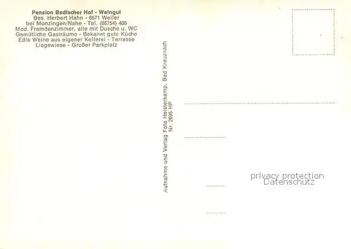 Monzingen Pension Badischer Hof Weingut Gastraeume Monzingen