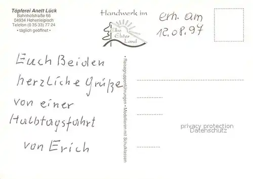 Hohenleipisch Toepferei Anett Lueck Toepferladen Hohenleipisch