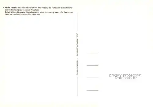 Bethel_Selters_Taunus Haushaltsschwester Naehstube Schuhmacherei Hemdenpressen in der Waescherei Bethel_Selters_Taunus