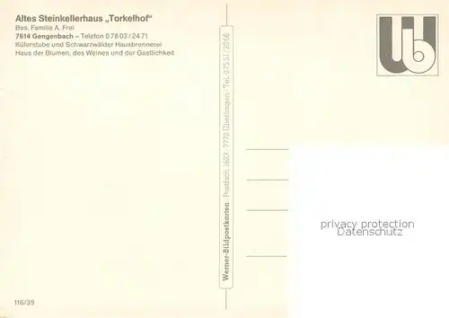 Gengenbach Altes Steinkellerhaus Torkelhof und Torkelkeller Gengenbach