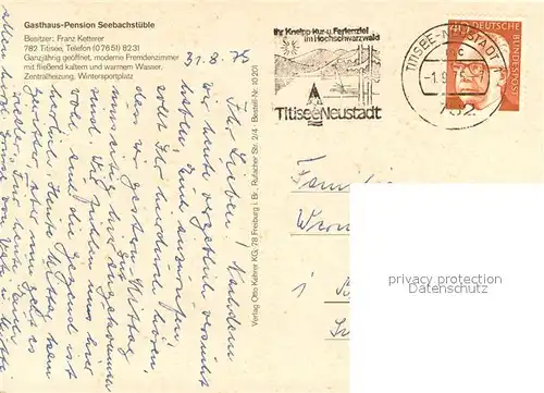 Titisee Gasthaus Pension Seebachstueble Gaststube Bootsliegeplatz Titisee