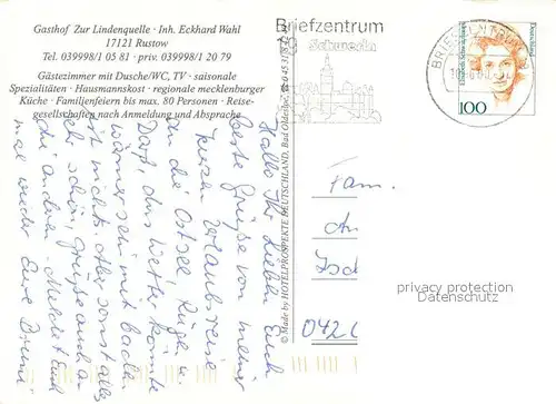 Rustow Loitz_Vorpommern Gasthof Zur Lindenquelle Gaststube Zimmer Garten 