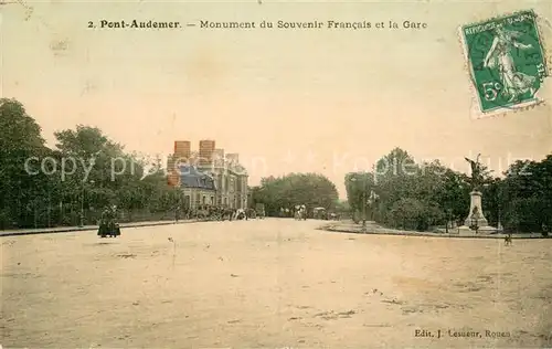 AK / Ansichtskarte Pont Audemer Monument du Souvenir Francais et la gare Pont Audemer