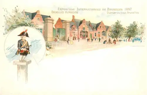 AK / Ansichtskarte Bruxelles_Bruessel Exposition Internationale de 1897 Dessin Kuenstlerkarte Bruxelles_Bruessel