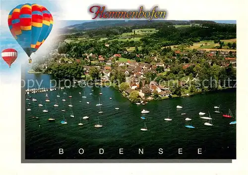 AK / Ansichtskarte Hemmenhofen_Bodensee Fliegeraufnahme mit Bootshafen 