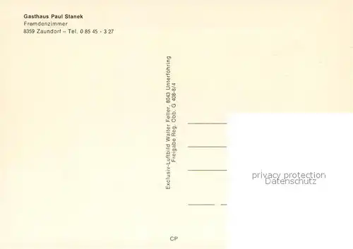 AK / Ansichtskarte Zaundorf_Vilshofen_Niederbayern Gasthaus Paul Stanek Fliegeraufnahme Zaundorf_Vilshofen