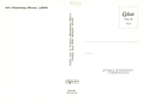 AK / Ansichtskarte Fuerstenberg_Weser Fliegeraufnahme Fuerstenberg_Weser