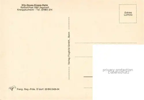 AK / Ansichtskarte Jagstzell Elly Heuss Knapp Heim Fliegeraufnahme  Jagstzell