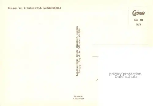 AK / Ansichtskarte Issigau Fliegeraufnahme  Issigau