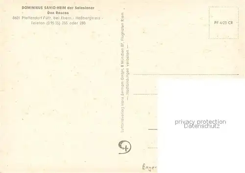 AK / Ansichtskarte Pfaffendorf_Unterfranken Dominikus Savio Heim der Salesianer Don Boscos Fliegeraufnahme  Pfaffendorf Unterfranken